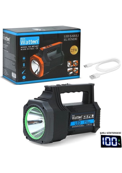 Buğz LED Şarjlı El Feneri 25W WT-417