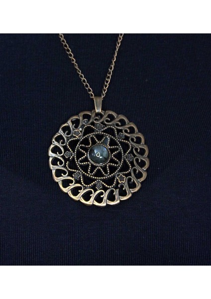 Doğal Taş Labradorit Doğal Taşlı Yuvarlak Model Antik Kadın Kolye EUK47LBT fiyatları