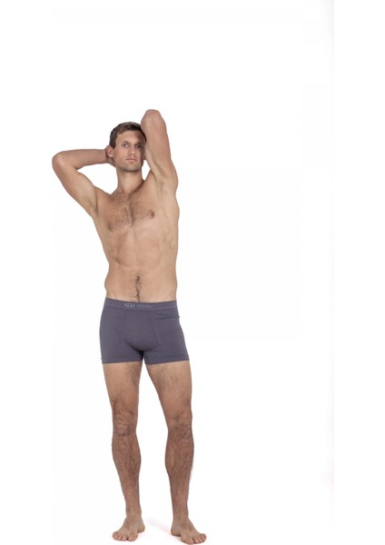 Oıl Company Buğz Esnek Nefes Alabilir Rahat Kumaş Pamuklu Likrali Erkek Gri Boxer Terletmez