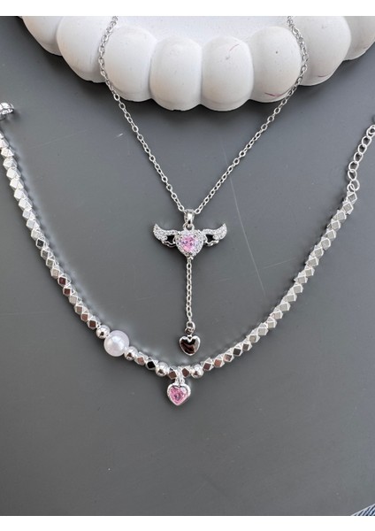 Sevgi Meleği Kolye Bilezik Seti Çelik fiyatları