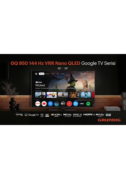 Grundıg 65 Gq 950A 65 Inç 165 Ekran Uydu Alıcılı Google Tv Smart 4K Ultra Hd 144 Hz QLED Tv