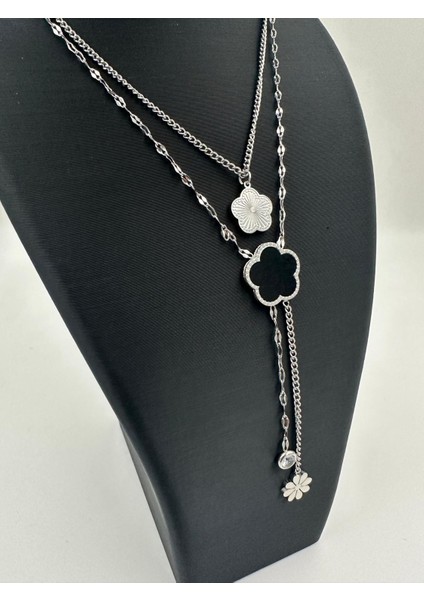 Üçlü Papatya Model Gümüş Renk Çelik Kolye – Zarif ve Şık Tasarım fiyatları