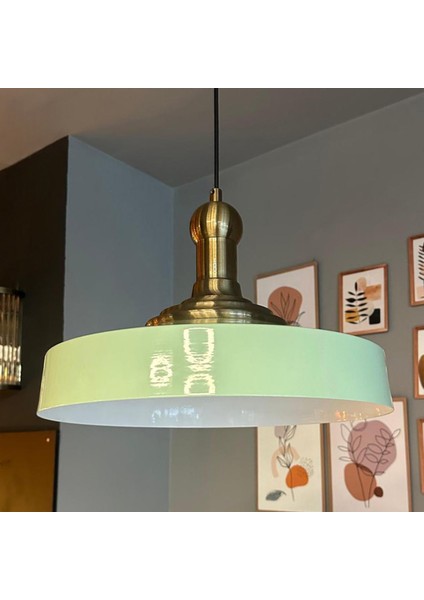 Açe Mint Tekli Eskitme Uzun Tokmak Başlık Avize Retro Sarkıt Ofis Showroom Salon Mutfak Avizeleri