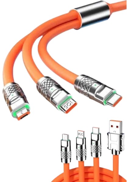 Buğz 120W 3 In 1 Uyumlu Silikon Şarj Kablosu Hızlı Şarj Kablosu fiyatları