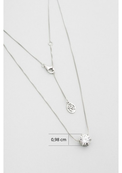 Mozanit Esintisi 18 Ayar Beyaz Altın Kaplama 43 cm Gümüş Tektaş Kolye modelleri