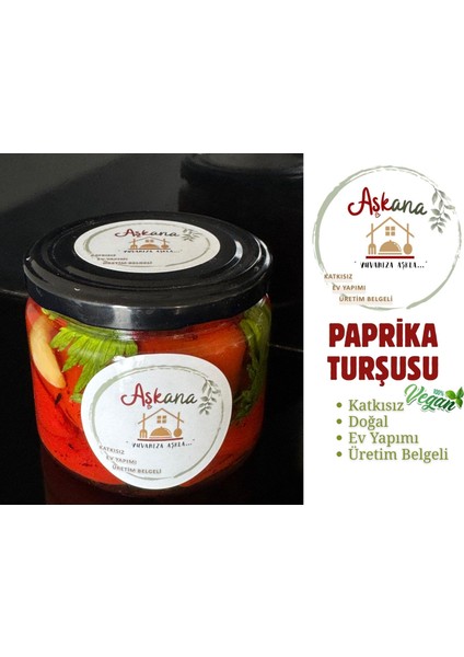 Köz Kapya Biber Turşusu - Doğal, Katkısız, Ev Yapımı ve Üretim Belgeli, Paprika TURŞUSU-300 GRX2ADET