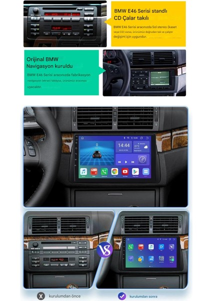 1999-2005 Bmw E46 Için 4+64GB, 9 Inç Gps & Carplay Destekli, Kameralı Multimedya Navigasyon Ekranı indirimleri