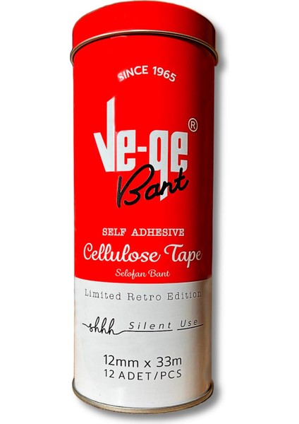 Vege Retro 12X33 Cellulose Tape Selefon Bant 12 Adet