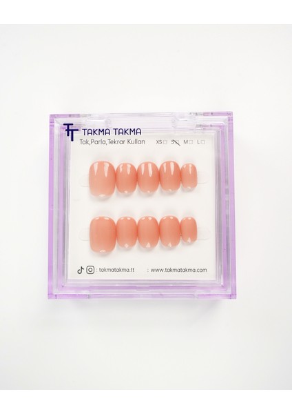 15'li Ten Rengi Kısa Yuvarlark KYL1546 Tekrar Kullanılabilir El Yapımı Protez Takma Tırnak - Ten Rengi-L fiyatları