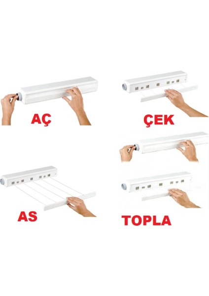 Buğz Mobilya 5 Ipli Çek As, Otomatik Çamaşır Askısı Pratik Çamaşır Kurutmalık indirimleri