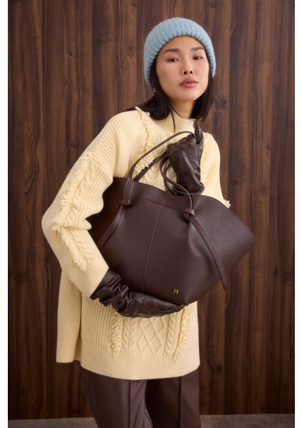 Maxi Shopper Çanta Acı Kahve