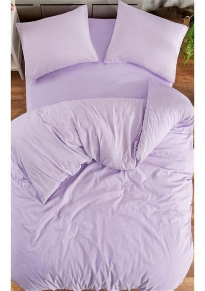 Lastikli Çarşaflı Tek Kişilik Nevresim Takımı Lila