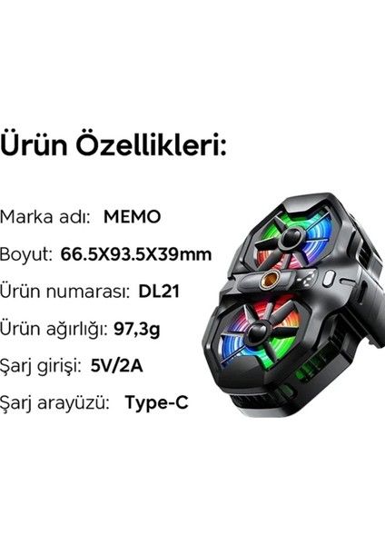 Turbo Çift Fanlı -2 Derece Telefon Soğutucu Oyun Canlı Yayın Için Soğutucu Fan Memo Dl 21 fırsatları