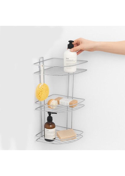 Köşe Rafı Üç Katlı Krom Banyo Duş Şampuanlık Paslanmaz Metal Duvar Tipi Düzenleyici Organizer modelleri