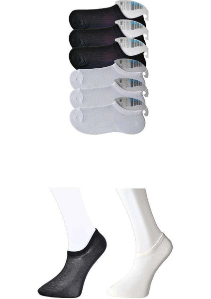 Siyah ve Beyaz Erkek Görünmez Çorap 6 çift