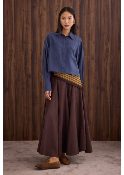 Çift Cepli Kısa Gömlek Kot Mavi modelleri