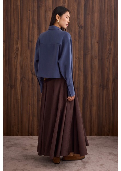 Çift Cepli Kısa Gömlek Kot Mavi fırsatları