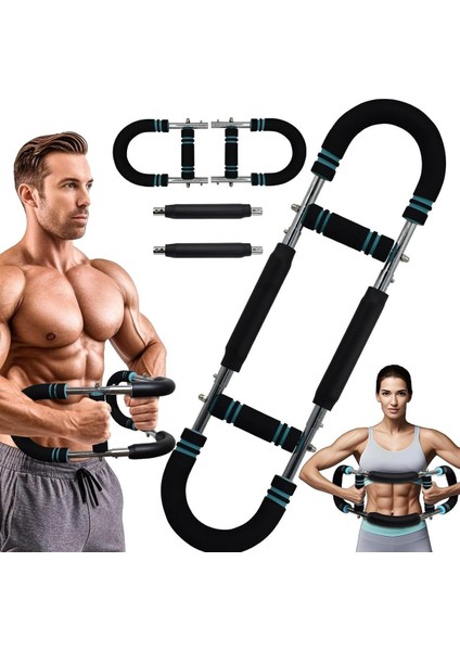 Tüm Vücut Antrenmanı İçin Ayarlanabilir Dirençli Bar Kol Bacak Bilek Omuz Göğüs Kas Güçlendirici Egzersiz Aleti Spor Aleti, Taşınabilir Ev Fitness