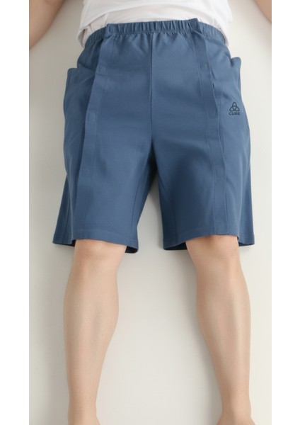 Adaptif Cırt Cırtlı Denim Mavi Yatan Hasta Tedavi ve Bakım Şortu fiyatları