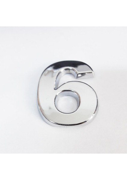 Cemax 6 Rakamı 3,75 cm Krom Yapışkanlı