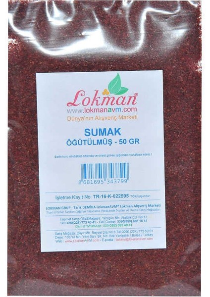 Sumak Öğütülmüş 50 gr Paket fiyatları