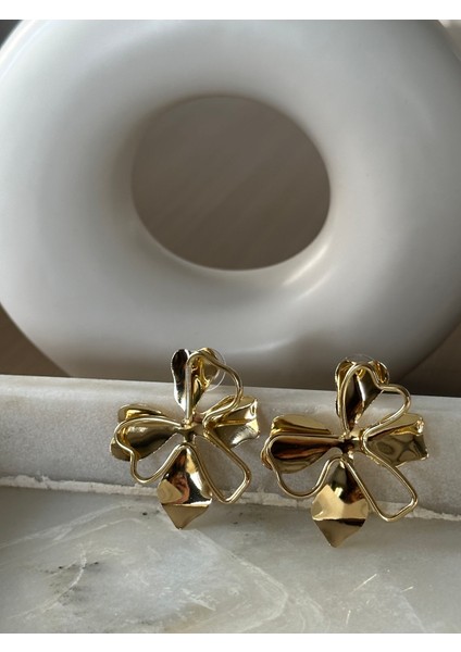 Renda Özel Seri Çiçek Küpe Gold