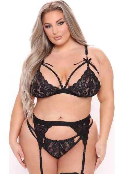 Dantelli Büyük Beden Jartiyer Takımı