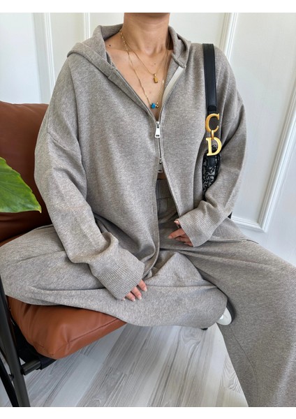 Kadın Fermuarlı Pantolon Triko Takım Bej fiyatları