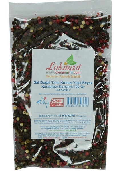 Saf Doğal Tane Kırmızı Yeşil Beyaz Karabiber Karışımı 100 gr Paket fiyatları