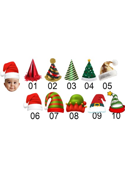 Yeni Yıl Temalı Kişiye Özel Fotoğraflı Pasta Dekor Süslemesi 10 Adet modelleri