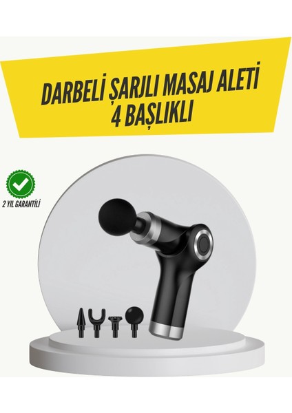 Buğz Mini Masaj Tabancası 4 Başlık 6 Hız Ayarlı