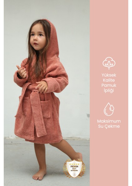 Özel Buldan Dokuması %100 Saf Pamuk Çocuk Bornozu