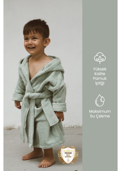 Özel Buldan Dokuması %100 Saf Pamuk Çocuk Bornozu