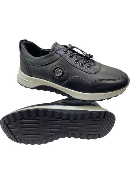 Erkek Lastik Bağcıklı Deri Siyah Poliüretan Taban -424-SİYAH modelleri