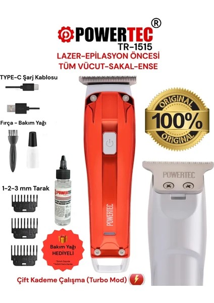 TR-1515 Lazer-Epilasyon Öncesi Tüm Vücut Tıraş Makinesi Sakal-Ense-Vücut