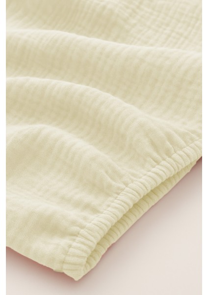 4’lü Bebek Lastikli Çarşaf ve Yastık Kılıfı Seti – Poplin Safari Desenli & 2 Katlı Müslin Sarı indirimleri