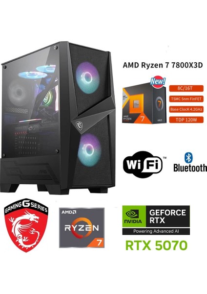 Ddr5 Gaming Pc / 12 GB Rtx 5070 / Ryzen 7 7800X3D / 32 GB Ddr5 6000 Mhz Ram / 1 Tb M.2 SSD / Sıvı Soğutmalı / WİN11 Pro