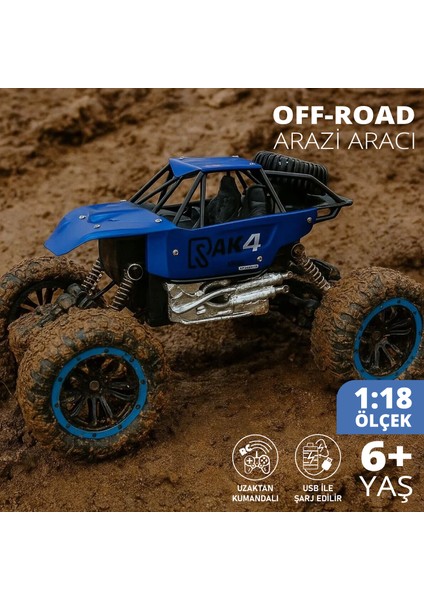 Uzaktan Kumandalı 4x4 Off-Road Arazi Aracı – 1.18 Metal Süspansiyonlu