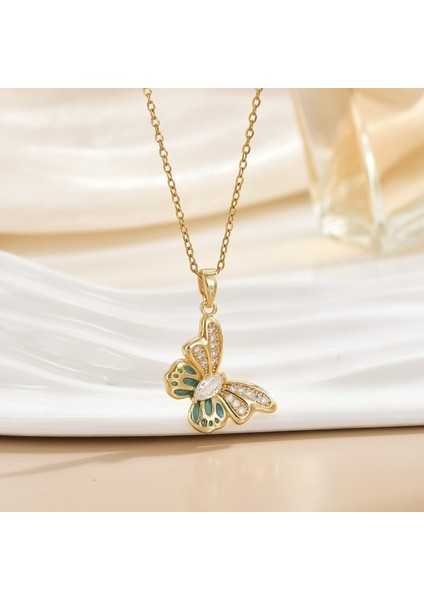 Yeni Kıdemli Işık Duygusu Lüks Mikro Set Zirkonya Bakır 18 Ayar Altın Kaplama Kolye Kolye Köprücük Kemiği Zinciri Takı ile Kadın Moda (Yurt Dışından)