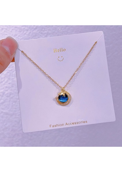 Yeni Bakır Kaplama Gerçek Altın Australopithecine Sıcaklığa Duyarlı Güneş Ay Kolye Mikro Set Zirkonya Titanyum Çelik Kolye (Yurt Dışından)