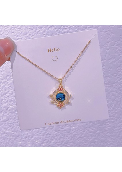 Yeni Bakır Kaplama Gerçek Altın Australopithecine Sıcaklığa Duyarlı Güneş Ay Kolye Mikro Set Zirkonya Titanyum Çelik Kolye (Yurt Dışından)