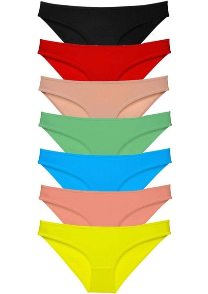 7 Adet Süper Eko Set Likralı Kadın Slip Külot Çok Renkli