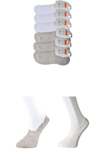 Gri ve Beyaz Erkek Babet Çorap 6 çift