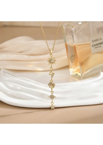 Yeni Işık Lüks Moda Yıldız Gezegen Şekli Tasarım Kolye Kadın Titanyum Çelik Köprücük Kemiği Zinciri Kozmik Yıldız Nehir Kolye Mücevher (Yurt Dışından)