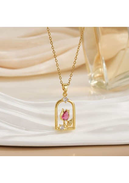 Yeni Kolye Kadın Dönebilen Çiçek Titanyum Çelik Niş Tasarım Duygusu Basit Moda Trendi Yüz Mizaç Köprücük Kemiği Zincir Takı (Yurt Dışından)