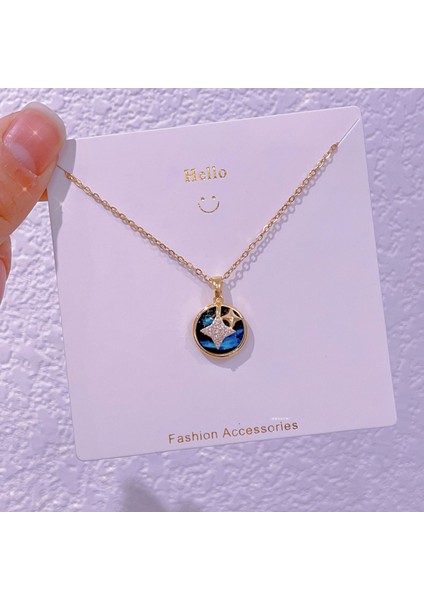 Yeni Bakır Kaplama Gerçek Altın Australopithecine Sıcaklığa Duyarlı Güneş Ay Kolye Mikro Set Zirkonya Titanyum Çelik Kolye (Yurt Dışından)