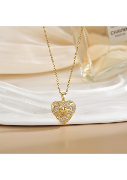 Yeni Kadın Yıldızlar ve Ay Köprücük Kemiği Zinciri Titanyum Çelik Renk Kaybetmez Çok Yönlü Kişilik Tasarım Duygusu Boyun Zinciri Hafif Lüks Stil (Yurt Dışından)