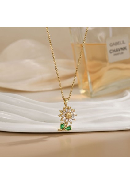 Yeni Kıdemli Işık Duygusu Lüks Mikro Set Zirkonya Bakır 18 Ayar Altın Kaplama Kolye Kolye Köprücük Kemiği Zinciri Takı ile Kadın Moda (Yurt Dışından)