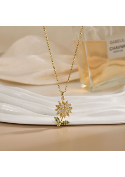 Yeni Kıdemli Işık Duygusu Lüks Mikro Set Zirkonya Bakır 18 Ayar Altın Kaplama Kolye Kolye Köprücük Kemiği Zinciri Takı ile Kadın Moda (Yurt Dışından)