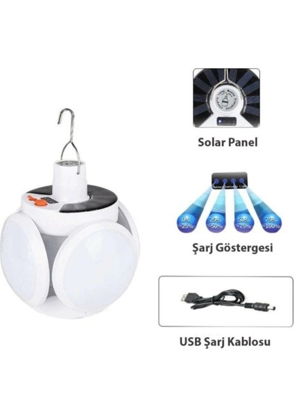 Buğz P-038 Solar Güneş Enerji ve USB Sarjli 5 Kanatlı